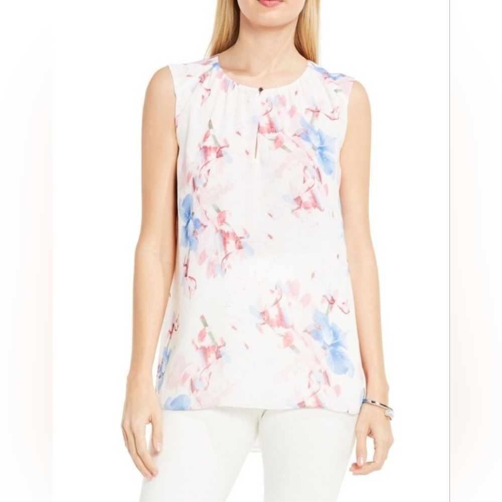 Vince Camuto Floral Chiffon Tank Top, Size XL